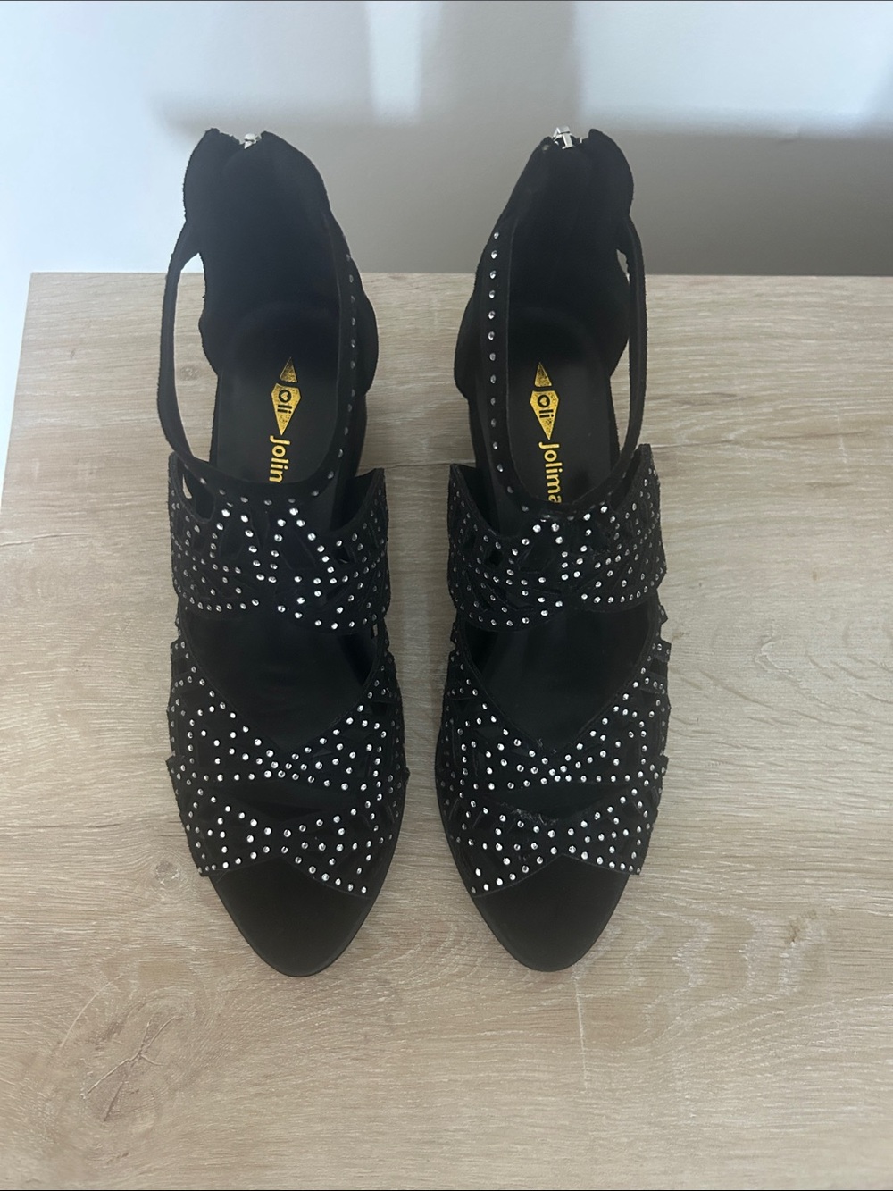 Black Studded High-Heel Sandals